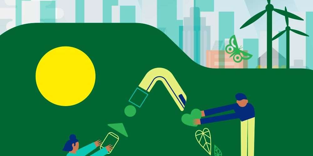 Illustrazione coi simboli dell’economia circolare