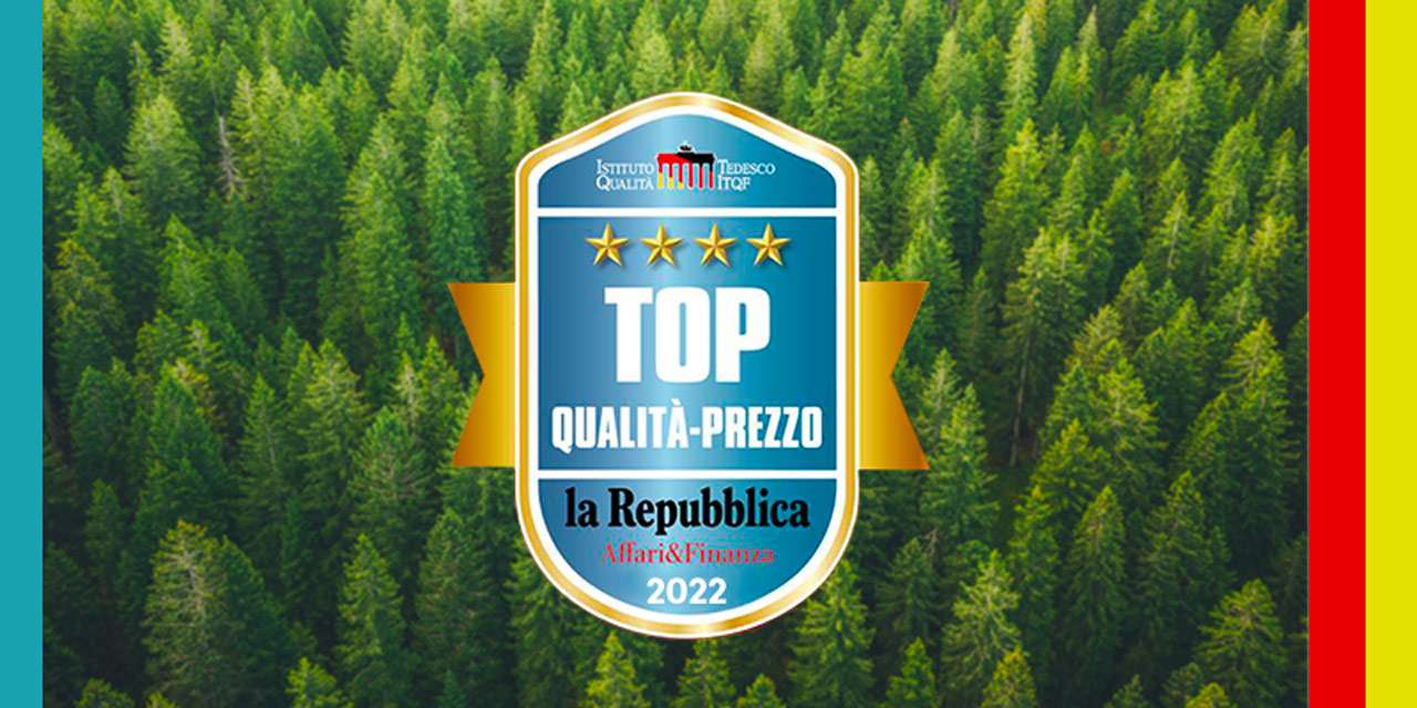 Illustrazione del certificato Top Qualità Prezzo guadagnato da E.ON in seguito a sondaggio tra i consumatori italiani